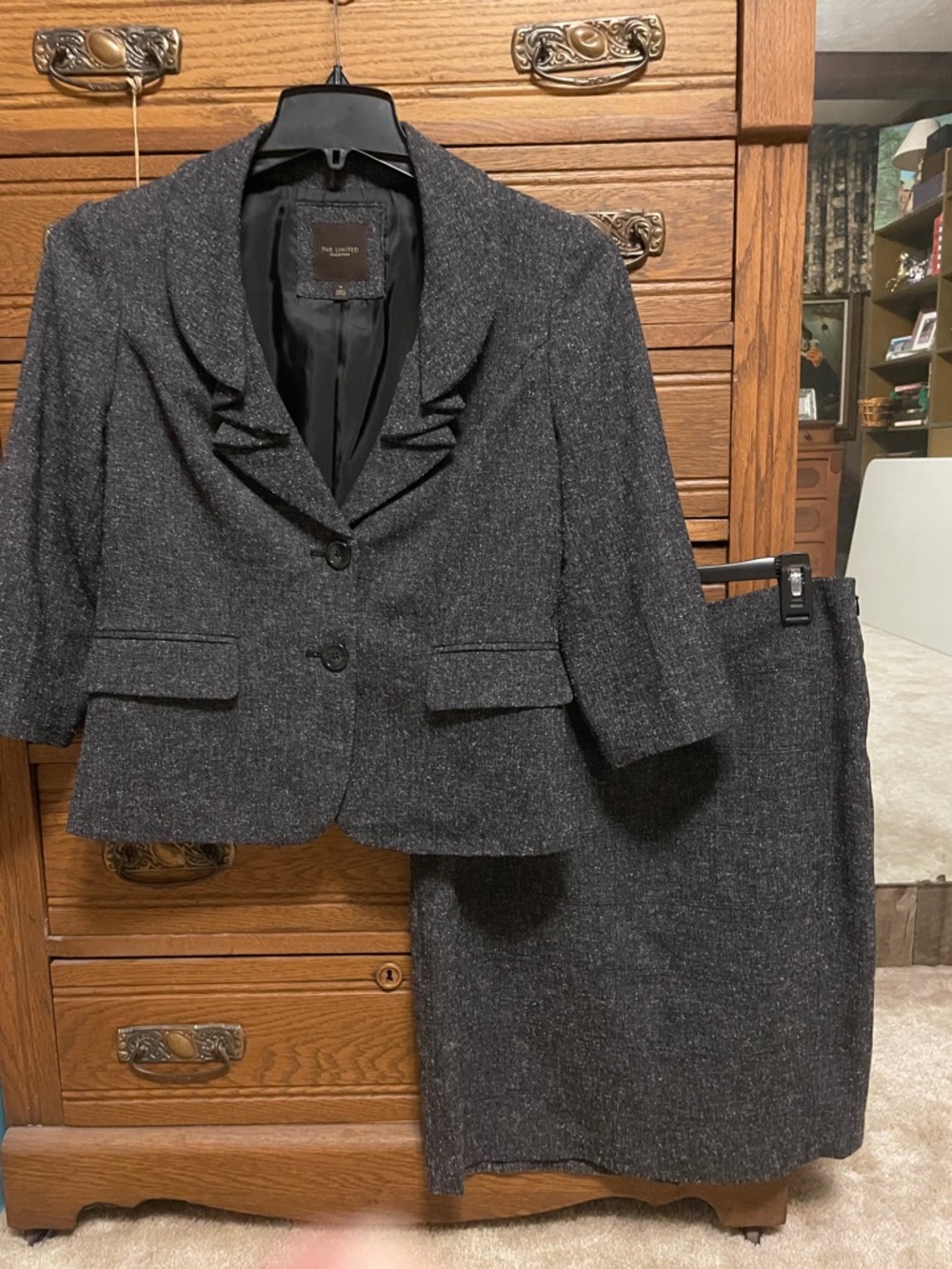 The Limited Charcoal Gray Tweed Women's Skirt Suit - Jacket & Pencil Skirt